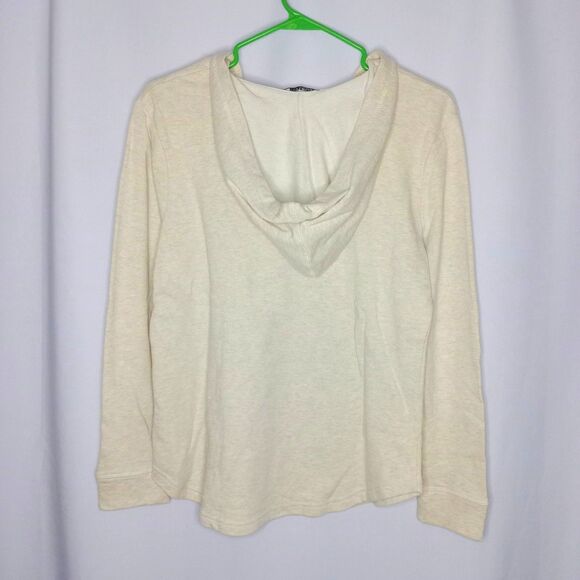 Sportelle Lace Up V-Neck Lightweight Hoodie Cotton Pocket Sweatshirt Top Small - Picture 2 of 5